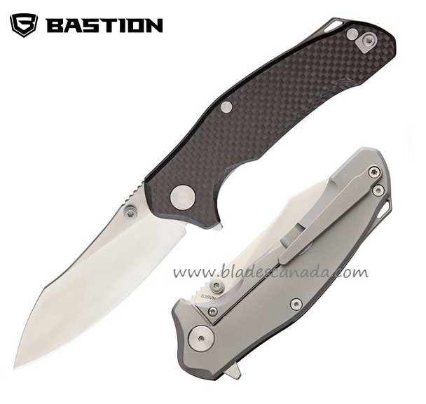 Bastion EDC Braza Flipper Framelock Knife, S35VN, Carbon Fiber/Ti, BSTN214